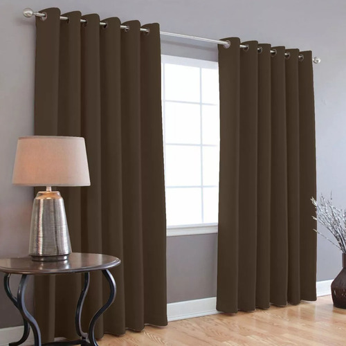 DANNIEER Cortina Blackout de 215cm x 137cm liso color marrón oscuro - pack por 2 cortinas para ventanas cortinas decorativas