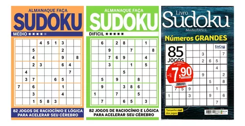 Kit 5 Livros Sudoku - Letras e Números Ed.1: Nível Muito Difícil