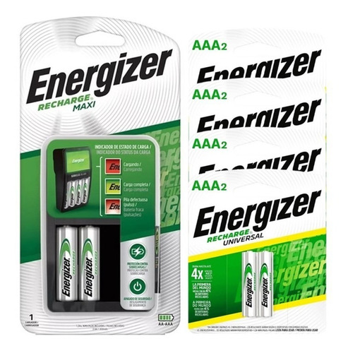 Cargador De Pilas Energizer Maxi + 2  Aa + 8 Aaa Recargables