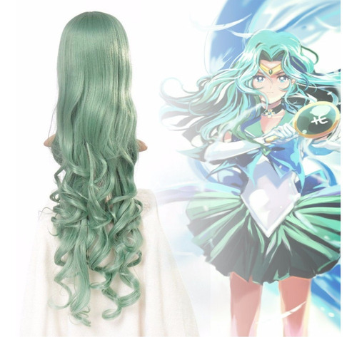 ¡ Peluca Ondulada 80cm Verde Kanekalon Halloween Cosplay !!