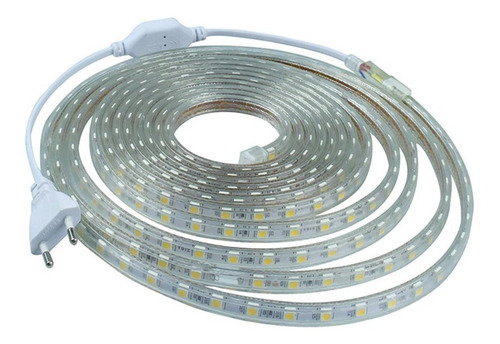 Imagem 3 de 7 de Mangueira Led Chata 5050 10 Metros Branca Quente 110v E 220v