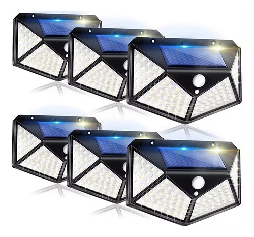 Pack X 6 Lampara Solar 100 Led Exterior Sensor De Movimiento