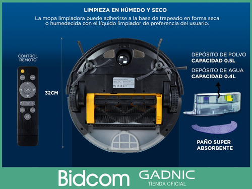Aspiradora Robot Gadnic + Trapeador Mopa App Gadnic Pro
