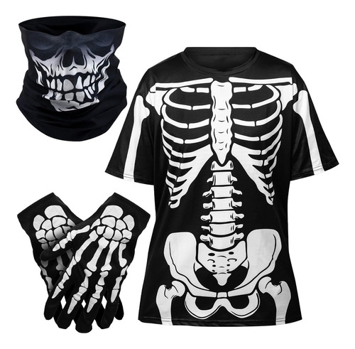 Disfraz De Esqueleto De Halloween Para Hombre, Camisa