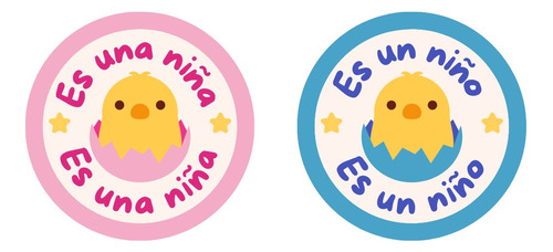 100 Stickers Baby Shower Revelación De Género 4x4 Cm