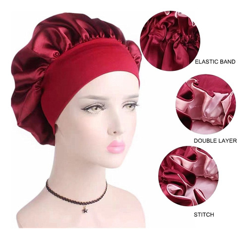 Gorro De Satén De Seda Para Dormir Sombrero Conjunto 2