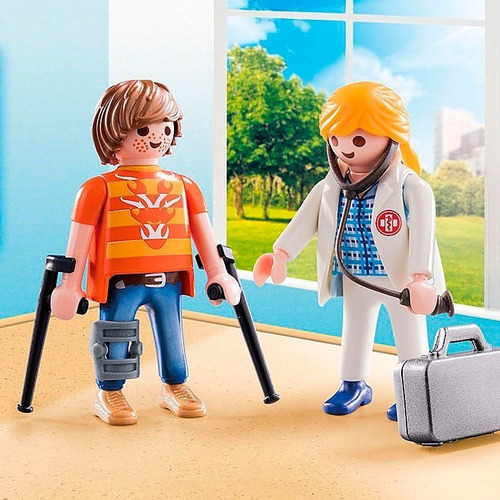 Imagen 2 de 3 de Playmobil Duo Pack Doctora Y Paciente 70079 Ink Educando