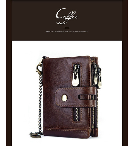 Cartera De Cuero Con Cepillo Antirrobo De Cuero W