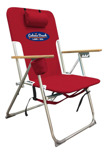 Cabana Beach Silla De Playa Plegable 4 Posiciones Rojo Tango