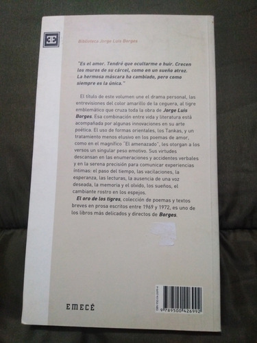Libro El Oro De Los Tigres Jorge Luis Borges (Usado)