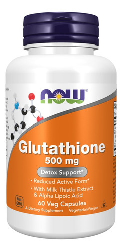 Now Glutathione 500 Mg | Glutation 60 Veg Capsules