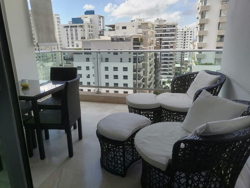 Imagen 1 de 22 de Apartamento 2hab Amueblado En Piso Alto C/vistas, Area Social, Lounge, Piscina, Lobby Y Gym En Paraiso - Piantini