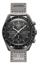 Comprar Reloj pulsera Omega x Swatch Bioceramic moonswatch Mission to Mercury de cuerpo color gris oscuro, analógico, fondo gris oscuro, con correa de velcro color gris metálico, agujas color blanco, dial bla