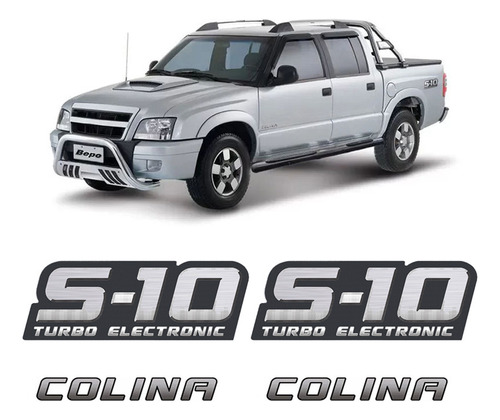 Kit Adesivos Laterais S10 Turbo Electronic + Emblema Colina