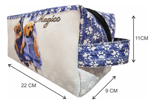 Bolsa Feminina com Necessaire Cachorrinhos Jeans, Magicc Bolsas 088