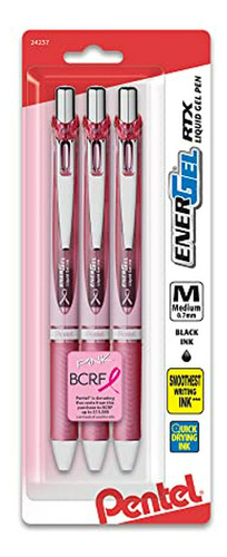 Pentel Rosa Bca Energel Rtx Retráctil Pluma De Gel, 0.7mm, M