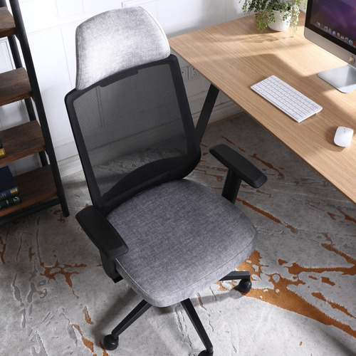 Imagen 8 de 10 de Silla De Oficina Gerencial Snake En Tela Gris Brazos 2d