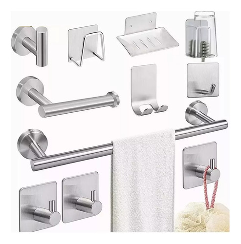 11 Accesorios De Baño Set Rack De Toalla De Acero Inoxidable