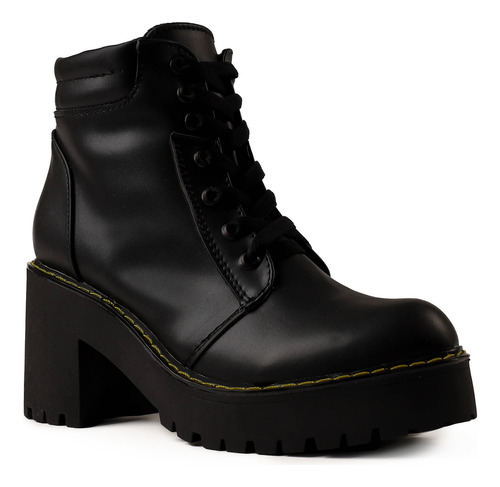 Botines Para Dama Botas Combat Estilo Militar Con Tacón