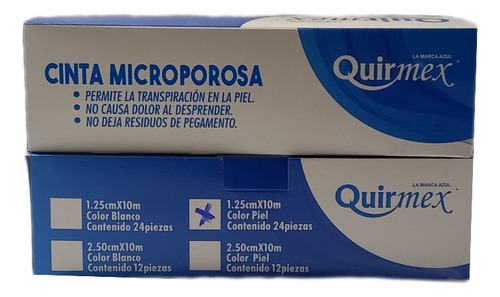 Cinta Microporosa Piel Quirmex 1.25 Cm X 10 M (48 Piezas)