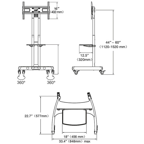 Suporte North Bayou AVA1500-60-1P de chão para TV/Monitor de 32" até 75" preto
