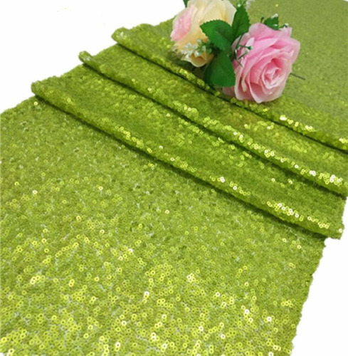 Shinybeauty Sequin Table Runner, 12 By 72-inch-lime Green