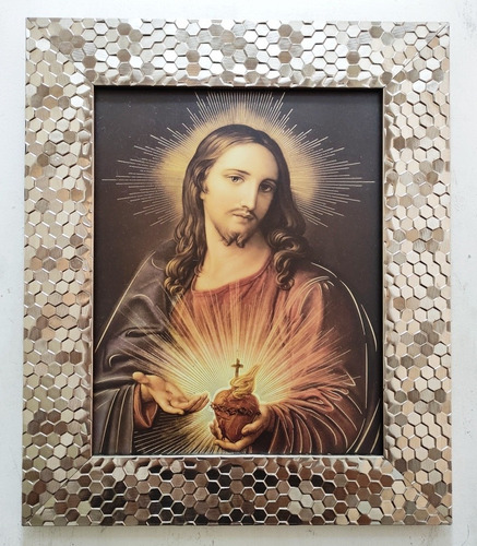 Sagrado Corazón De Jesús Op 2 En Marco Condesita 35 X 30 Cms