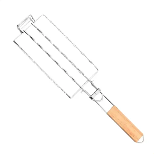 Cesta Para Salchichas De Acero Inoxidable Para Barbacoa – 6 Hot Dogs, Con Mango De Madera Extraíble, Portátil Y Apto Para Alimentos