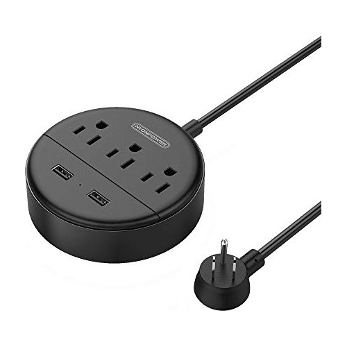 Regleta De Enchufes Planos Con Puertos Usb, Mesita De Noche