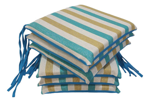 8 Almohadones De Silla Con Recorte Color Celeste Mostaza