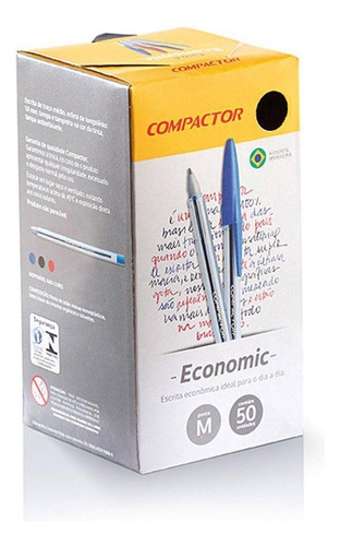 Caneta Esferografica Compactor Economic Azul | 50 Unidades