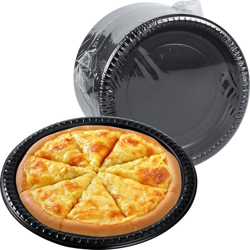 Plato De Plástico Reutilizable 25 Cm Negro Resistente Apto P