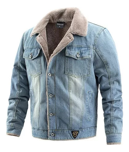 Chaqueta De Jean Con Lana De Borrego Para Hombre