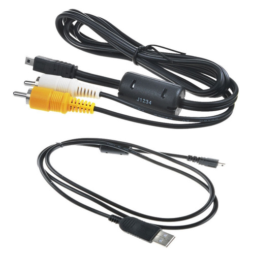 Usb Pc Data Sync + Av A V Tv Video Cable Cable Para Nikon Cá