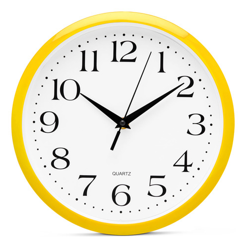 Bernhard Products Reloj De Pared Amarillo De 10 Pulgadas, Si