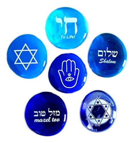 Judaica Glass Stones Chai Estrella De David Hamsa Mazel Tov 