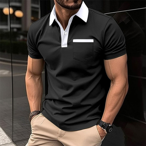 Hombre Slim Fit Manga Corta Hombre Camiseta Polo