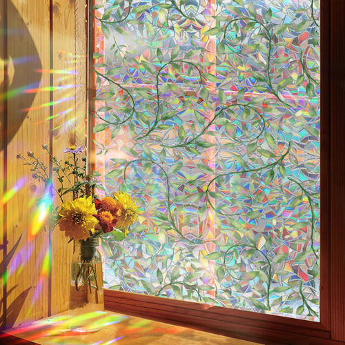 Adhesivo For Ventana Con Diseño De Flores, Película De