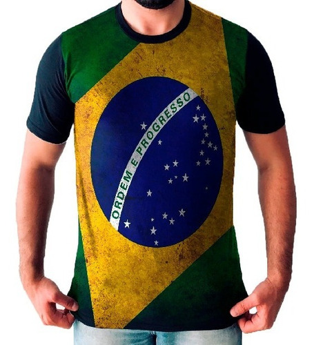 Camisa Camiseta Bandeira Do Brasil Full Print Pátria Amada