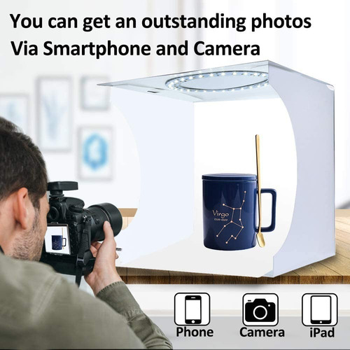 Imagen 6 de 10 de Mini Estudio Fotografico Caja De Luz 64 Led Con 6 Fondos