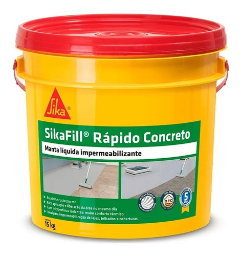 Manta Líquida Sikafill Rápido Branco (balde 15 Kg) - Sika