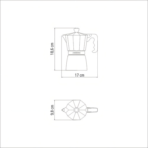 Cafetera espresso italiana Tramontina Coffee & Tea de 320 ml, color acero inoxidable