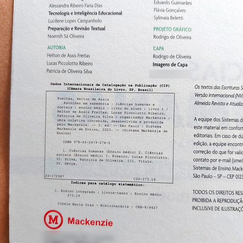 Livro Ciências Humanas E Sociais Aplicadas Primeira Série Formação Geral Básica Livro 1 Ensino Médio Geografia História 3a Ed. 2023 Mackenzie (Usado)