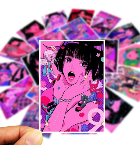 50 Pegatinas Calcomanías Stickers Calcas Adultos Anime Rosa