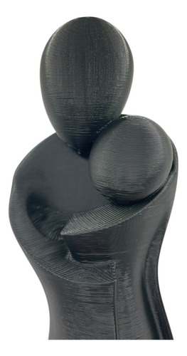 Estatua Escultura Abstracta Mamá Madre Con Bebé En Brazos Negro