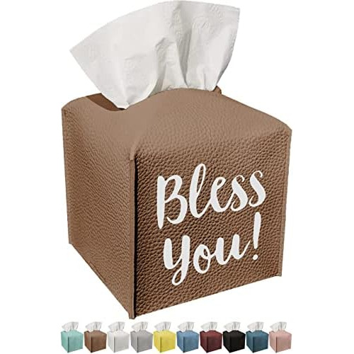 Bless You Tissue Box Cover, Modern Pu Leather Tissue Bo...