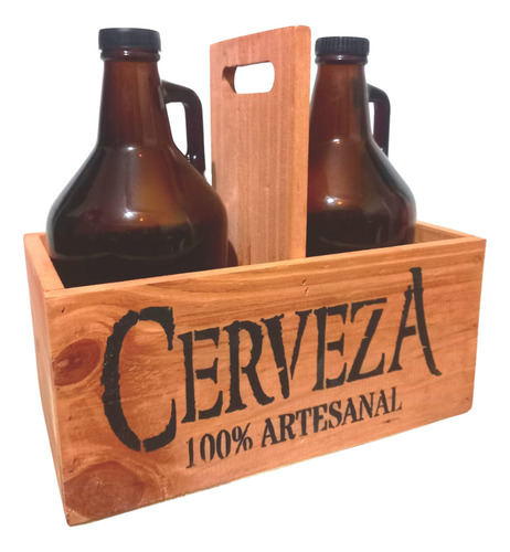Porta Botella Cerveza Growler X2 Botellones 1.9l Ambar