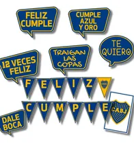 Comprar Kit Imprimible Props Cartelitos | Cumpleaños | Boca Juniors