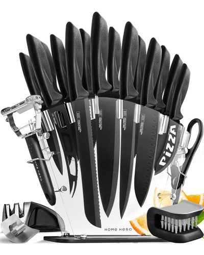 Juego Set De Cuchillos Profesional Home Hero 20 Piezas Negro