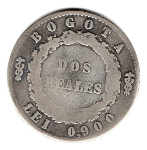 Moneda Colombia 2 Reales 1851 Bogotá Nueva Granada